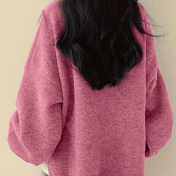 Pink Drop Shoulder Crewneck Sweater - Picture 2 of 3